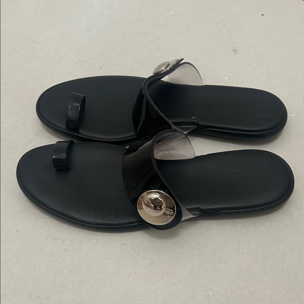 Hogan Black Sandals with Silver Accents